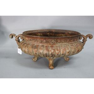 Antique French cast iron footed oval planter / jardiniere,…