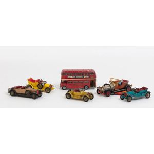A collection of matchbox cars including Chitty Chitty Bang Bang,…