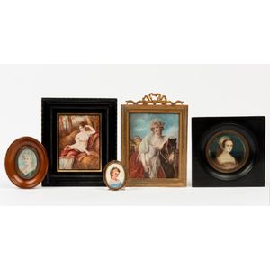 A collection of six portrait miniatures, 19th century and later…