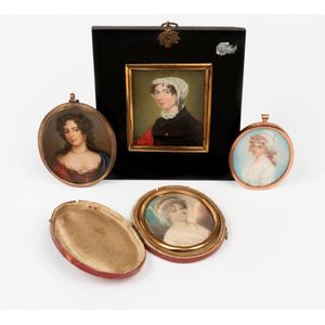 A collection of four portrait miniatures, 19th century and…