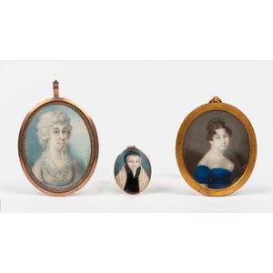 Three portrait miniatures, early 19th century and later each…