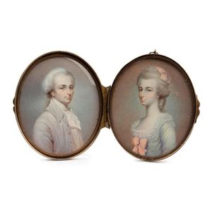A pair of portrait miniatures, probably 19th century bearing…