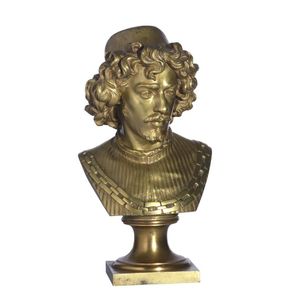 A French bronze bust, late 19th century, the bearded young man…