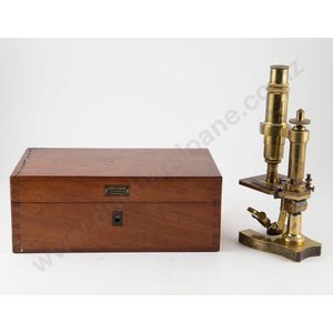19th century all gilt brass monocular microscope by Nachet of…