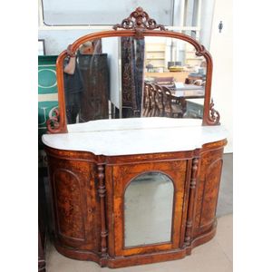 Victorian walnut inlaid marble top mirror back credenza flanked&hellip;