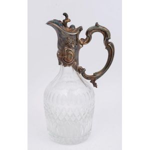 Whitehill English crystal claret jug with silver plated mount,…
