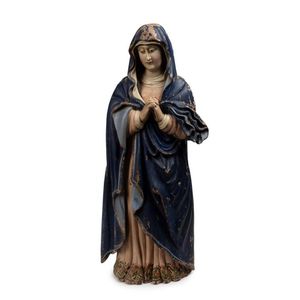 Virgin Mary statue, carved wood with polychrome finish, 19th…