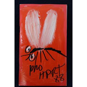 Oil painting on good news bible, Pro Hart 1988 'Fruit Fly', 18…