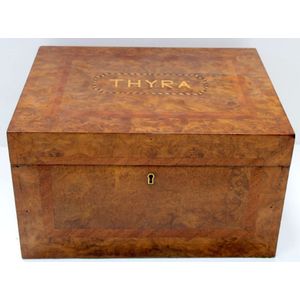 Colonial musk inlaid writing compendium with fiddleback…