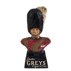 'Smoke Grey's Cigarettes' point of sale advertising bust,…
