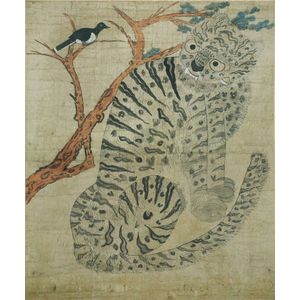 Korean Choson Dynasty Minhwa folk art painting - tiger and&hellip;