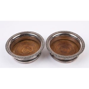 Quality. Pair Large Silver Plated Wine Champagne Bottle Coasters 