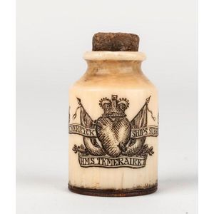 A ships Surgeon's bone and cork medicine bottle, goldfields…