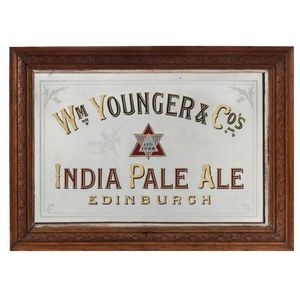 A Vintage Etched Glass Pub Mirror, for 'Wm Younger & Co's.,…