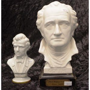Two various ceramic musician busts comprising a Goebel 'Goethe'…