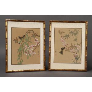 Chinese painting Chinese art silk painting Snow on Camellias: hand-painted traditional Chinese art on silk paper framed Chinoiserie art