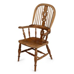 An antique English high back Windsor armchair, elm and beech&hellip;