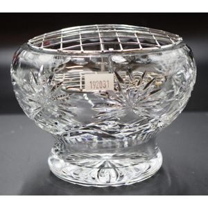 Cut crystal rose bowl with silver plate grill, height 11 cm;…