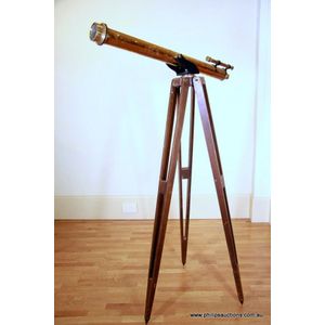 Vintage Antique Style Solid Brass Telescope & Wood Tripod – Early