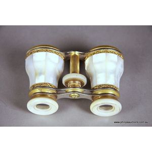 A pair of large mother-of-pearl opera glasses, 19th century,…