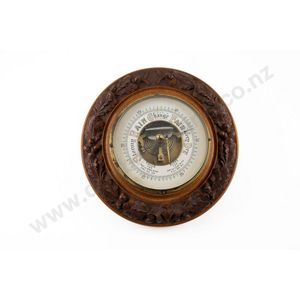 Late Victorian oak circular wall barometer the dial with…