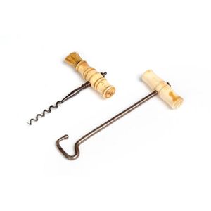 A Georgian whale bone handled corkscrew and boot hook, 15 cm…