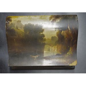 Antique hand painted wooden desk compendium hand painted scene…
