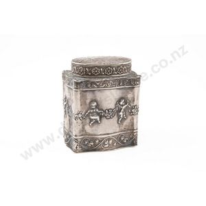Late 19th century Dutch silver tea caddy quatrefoil shape, oval…
