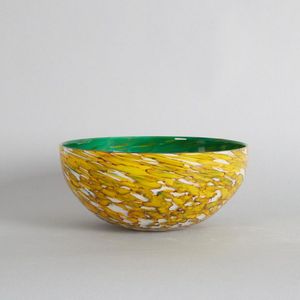 A Garry Nash art glass bowl, with a green and white swirl&hellip;