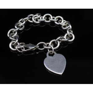 8.5 Tiffany & Co Classic Heart Tag Charm Bracelet in Sterling Silver