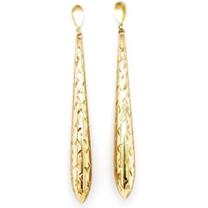 9CT HALLMARKED YELLOW GOLD TEXTURED POLISHED 50MM DROP EARRINGS