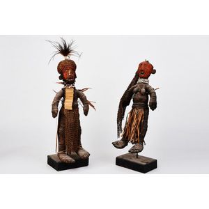 Mendi Couple Dolls in Traditional Dress - New Guinean - Tribal