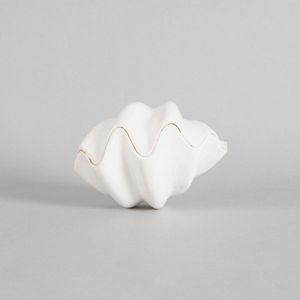 A clam shell, with polished interior and exterior. Height 11 cm,…