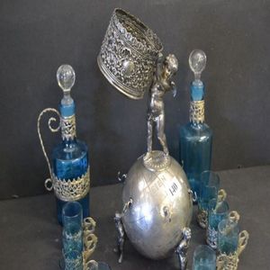 Late 19th century silver plated liqueur set in the form of the…