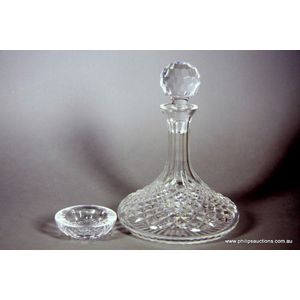 A Waterford Crystal 'Alana' ships decanter and an ashtray, 1952,…