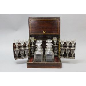 Antique 19th century French liqueur set box, approx 24 cm high,…