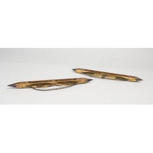 A pair of brass mounted silk weaving bobbins, French, 19th…