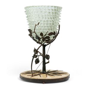 French Centerpiece, metal, iron and marble with rostrato bowl.…