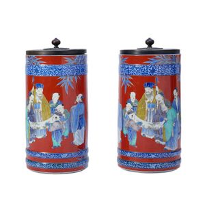 A pair of Japanese Koransha porcelain floor vases, Meiji period…