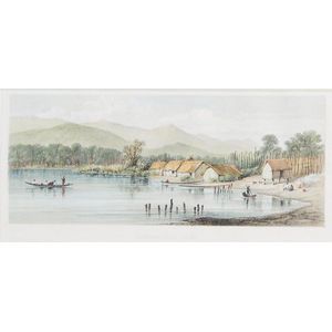 Horowhenua lake by Charles Decimus Barraud, lithograph,…
