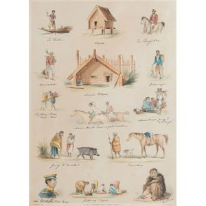 A Colonial lithograph detailing Maori life by Charles Decimus…