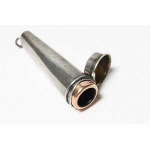 A 9ct rose gold and amber cigar holder in the original sterling…