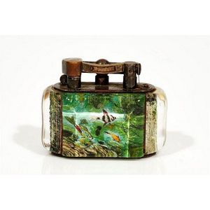 Dunhill, aquarium table lighter, c. 1950, with plated metal…