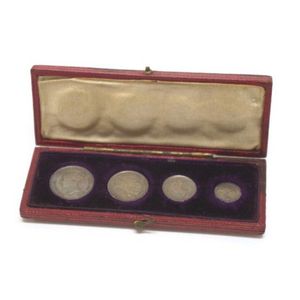 Queen Victoria Maundy set of 4 1884 silver coins, cased