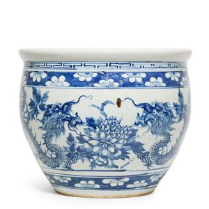 Blue & White Porcelain Jardinière - Trailing Peony Design Blue & White Porcelain Jardinière - Trailing Peony Design
