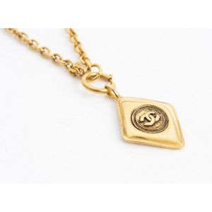 Chanel Large Diamond Shaped CC Logo Medallion Necklace