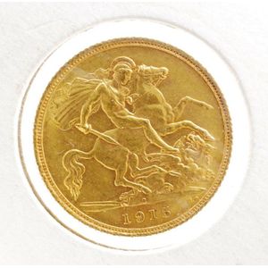 1915 Sydney Mint Half Gold Sovereign Coin - Coins - Numismatics, Stamps ...