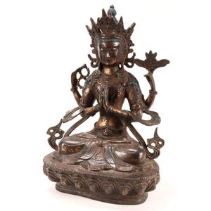 Sino-Tibetan bronze Tara, depicted seated with a downwards gaze,&hellip;