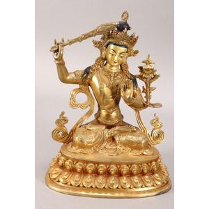 Sino-Tibetan gilt bronze Tara, depicted seated with legs&hellip;