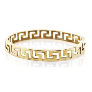 9ct Gold Two Tone 60mm Hollow Leaf Oval Bangle